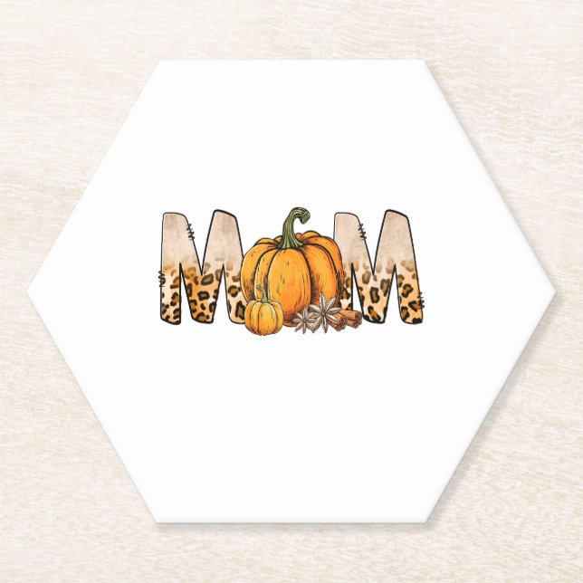 Thankgiving Mum Pumpkin Leopart Paper Coaster (Front)