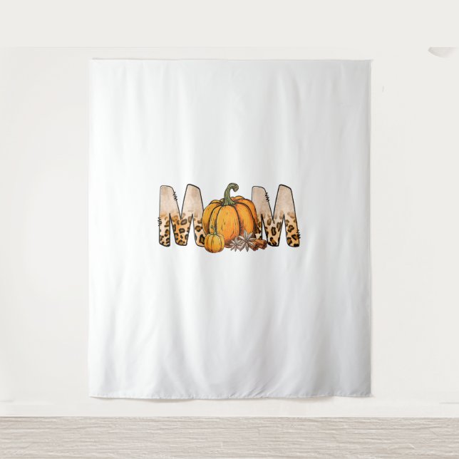 Thankgiving Mum Pumpkin Leopart Tapestry (Front)