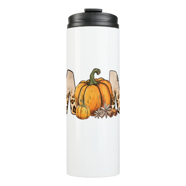 Thankgiving Mum Pumpkin Leopart Thermal Tumbler (Front)