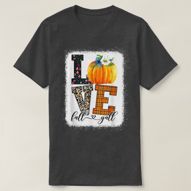 Thankgiving Pumpkin  Leopard Print Fall Love Fall  T-Shirt (Design Front)