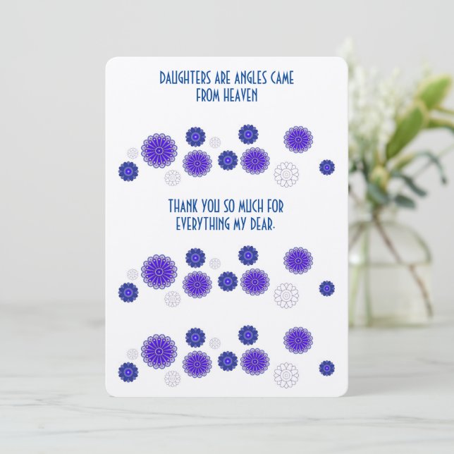 Thanking card for a daughter (Standing Front)