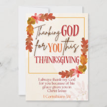 Thanking God for You Thanksgiving Greeting Card