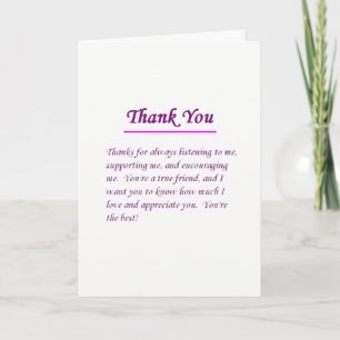 THANKING MY ***LIFE LONG AND BEST FRIEND FOREVER** THANK YOU CARD