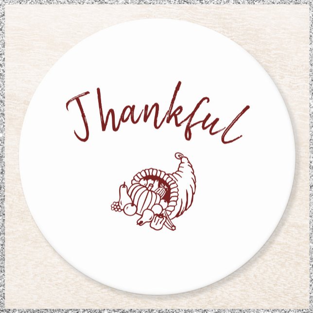 Thankkful Cornucopia Paper Coasters - White (Creator Uploaded)