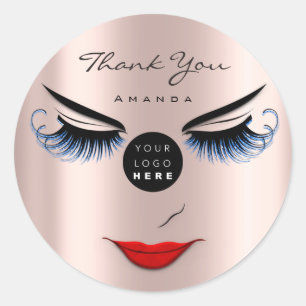 ThankName Eyelash Sweet 16th Rose Logo Qr Rose Classic Round Sticker