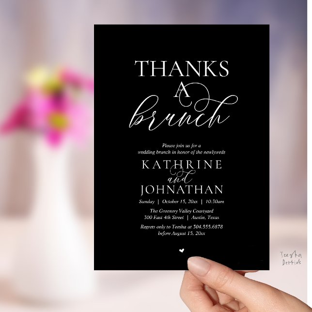 Thanks A Brunch, Modern Classy Wedding Invitation (Thanks A Brunch, Modern Classy Wedding Invitation Card in White and Black)