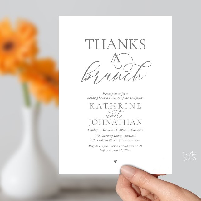 Thanks A Brunch, Modern Classy Wedding Invitation (Thanks A Brunch, Modern Classy Wedding Invitation Card in Dark Grey)
