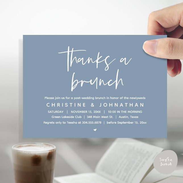 Thanks A Brunch, Modern Post Wedding Celebration Invitation (Thanks a brunch, The Morning After, post wedding celebration invitation card, PDF, Dusty Blue)