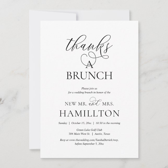 Thanks a Brunch, Post Wedding Elopement Party Invitation (Front)