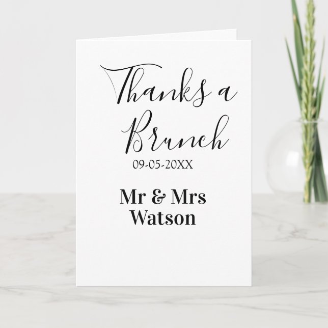 Thanks a brunch post wedding name date simple  card (Front)