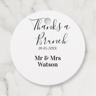 Thanks a brunch post wedding name date simple favour tags
