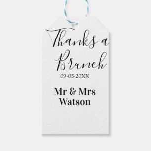 Thanks a brunch post wedding name date simple gift tags