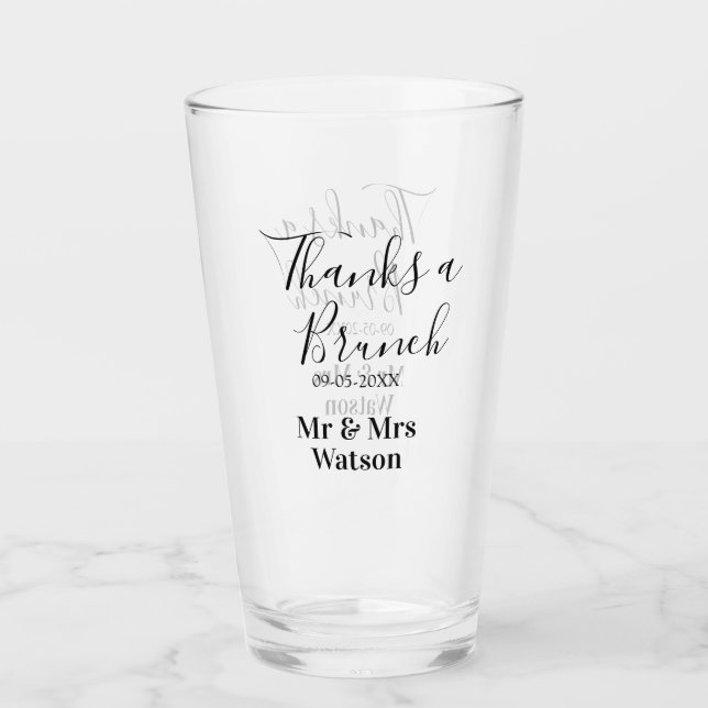 Thanks a brunch post wedding name date simple  glass (Front)