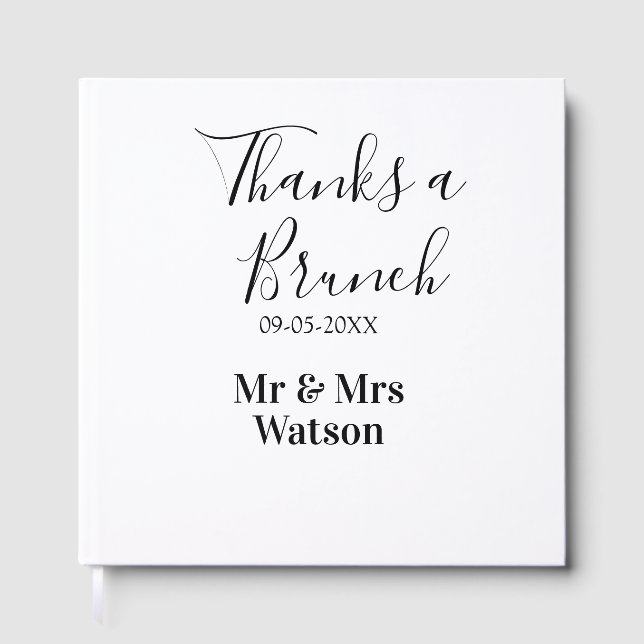 Thanks a brunch post wedding name date simple  guest book (Front)