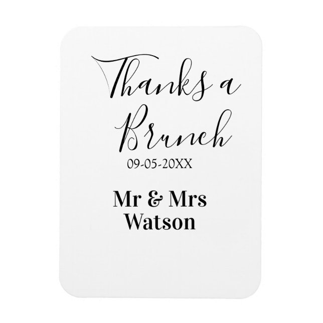 Thanks a brunch post wedding name date simple  magnet (Vertical)
