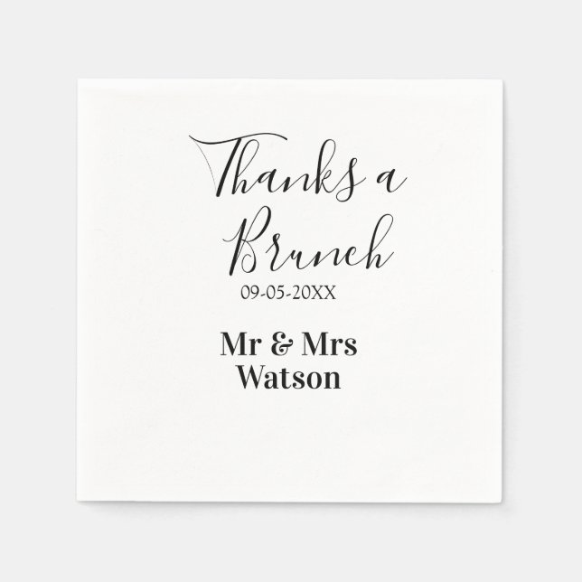 Thanks a brunch post wedding name date simple  napkin (Front)