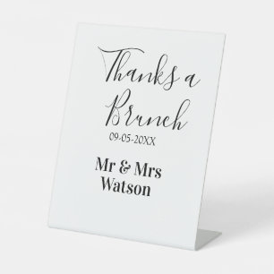 Thanks a brunch post wedding name date simple pedestal sign