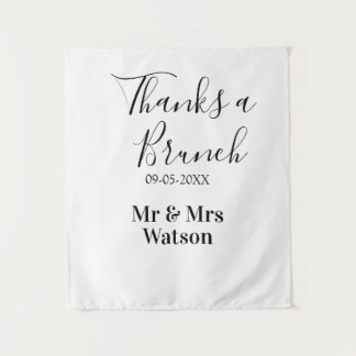 Thanks a brunch post wedding name date simple tapestry