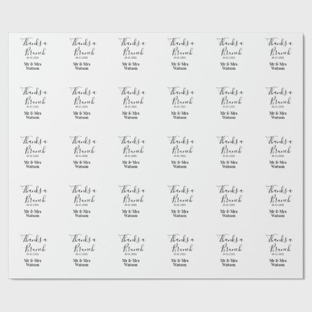 Thanks a brunch post wedding name date simple  wrapping paper (Flat)