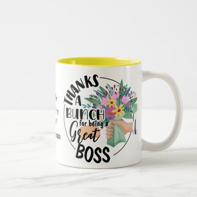 Thanks a Bunch boss Floral Appreciation gift Two-Tone Coffee Mug (Right)