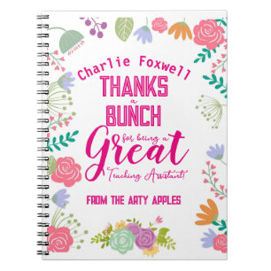 thanks a bunch flower teacher assistant gift notebook