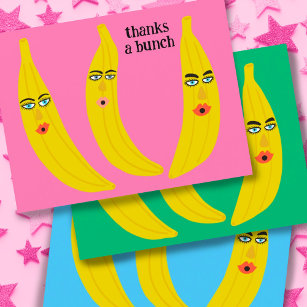 THANKS A BUNCH Funny Bananas Thank you Cute Postcard