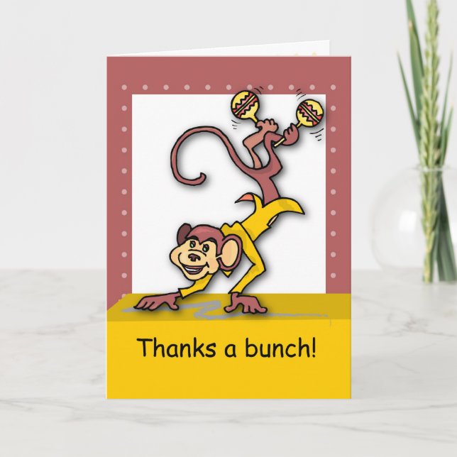 Thanks a Bunch, Monkey Thank You Card (Front)