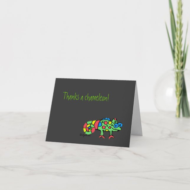 Thanks a Chameleon Black Thank You Notecards (Front)