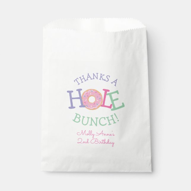 Thanks a Hole Bunch Doughnut Birthday Party Favour Bags (Front)