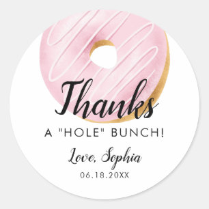 Thanks A HOLE Bunch Doughnut Birthday Party Favour Classic Round Sticker