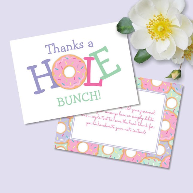Thanks a Hole Bunch Doughnut Birthday Thank You Ca Card (Creator Uploaded)