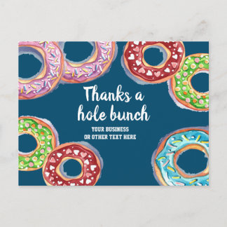 Thanks a hole bunch doughnut personalised postcard
