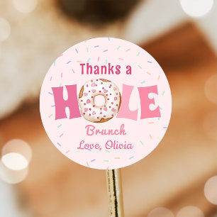 Thanks a Hole Bunch Pink Doughnut Birthday Sticker