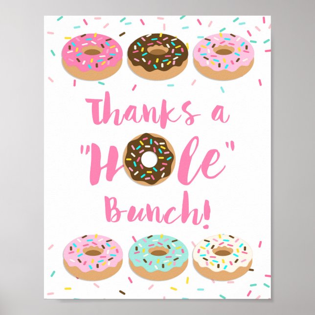 Thanks a Hole Bunch Pink Doughnut Sprinkle Sign (Front)