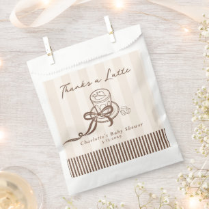Thanks a Latte Bebe Cafe Hnad drawn Baby Shower Favour Bags