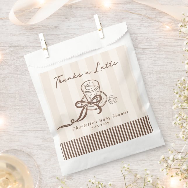 Thanks a Latte Bebe Cafe Hnad drawn Baby Shower Favour Bags (Clipped)