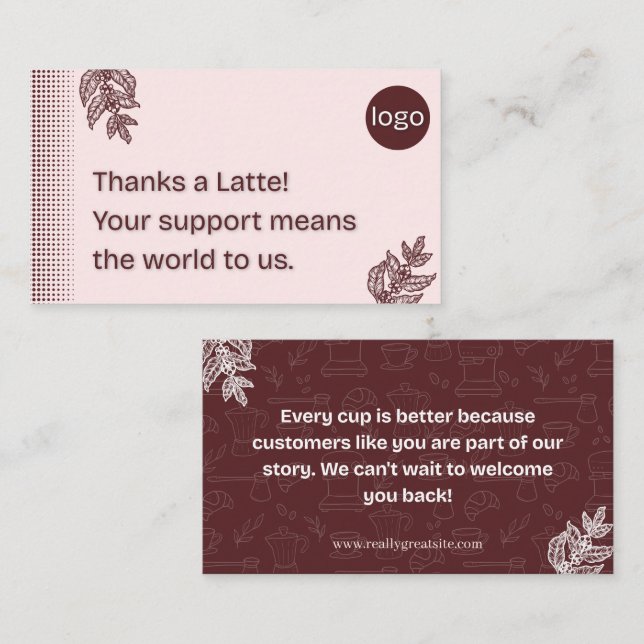 Thanks a Latte Coffee Thank You Card (Front/Back)