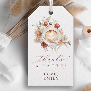 Thanks a Latte Coffee Themed Bridal Shower Favor Gift Tags