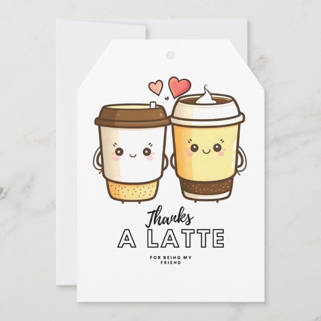 Thanks a latte gift tag card (Front)