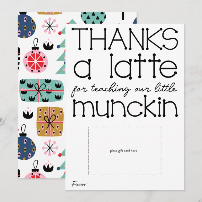 Thanks a latte Holiday Teacher Appreciation Card (Front/Back)