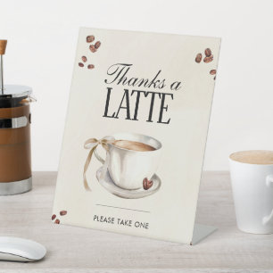 Thanks a Latte Love Is Brewing Shower Party Favor Pedestal Sign