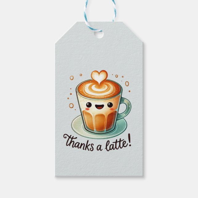 Thanks a Latte pun Gift Tags (Front)