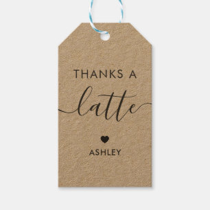 Thanks a Latte Tags, Coffee Gift Tag, Kraft Tags