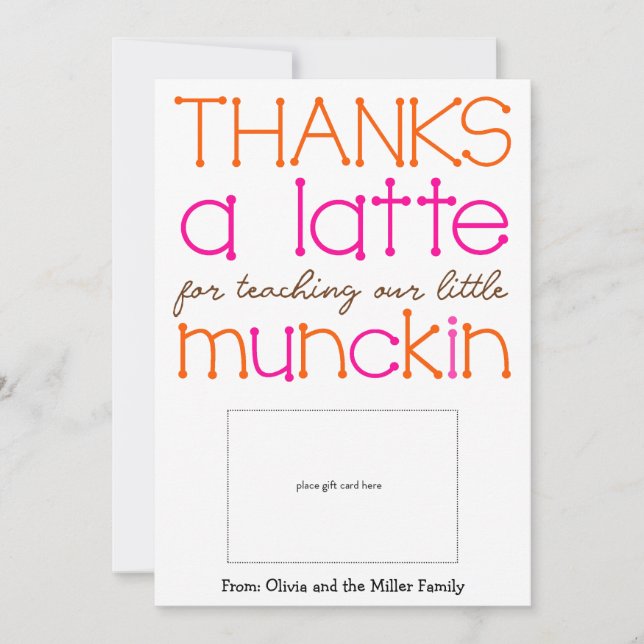 Thanks a latte Teacher Appreciation Card (Front)
