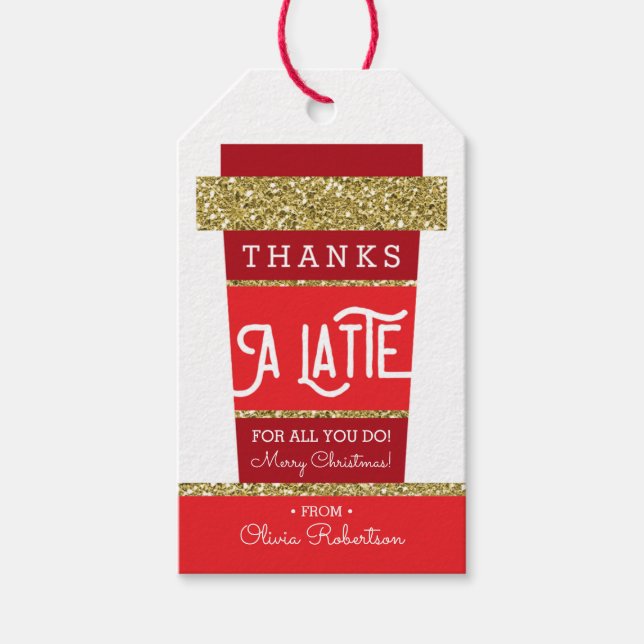 Thanks A Latte, Thank You Tag, Christmas Tag (Front)