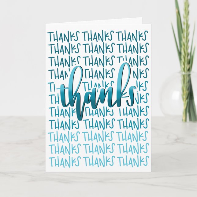 Thanks A Lot! - Thank You Card - Blue Calligraphy (Front)