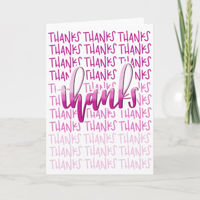 Thanks A Lot! - Thank You Card - Pink Calligraphy (Front)