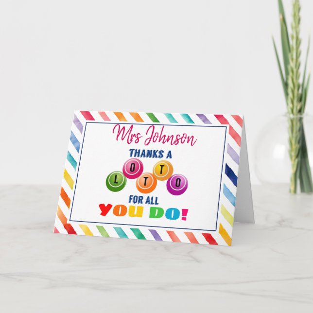 thanks a Lotto for all you do volunteer gift Card (Front)