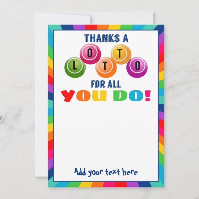thanks a Lotto for all you do volunteer gift card (Front)