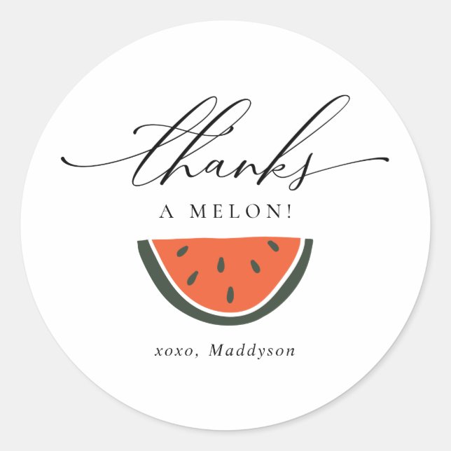 Thanks a Melon Birthday Favour Classic Round Sticker (Front)